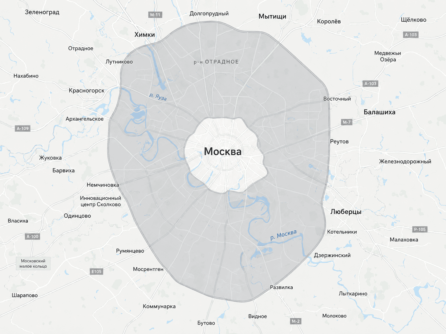 Зона действия пропуска МКАД для грузового транспорта